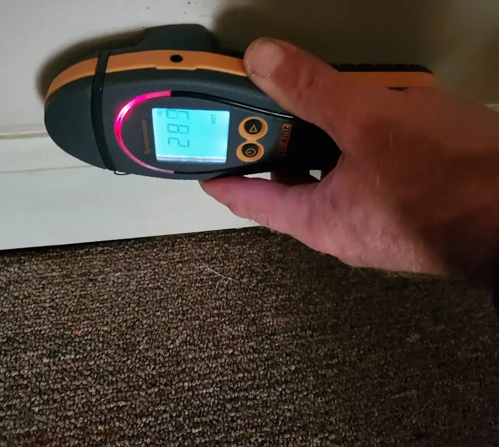 Moisture detection at baseboard during Mold Inspection & Testing in Manitowoc